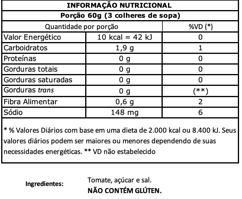 nutritional value Extratomato 370g